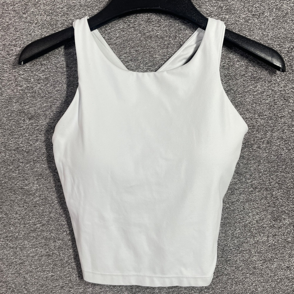 Athleta Purpose Crop Bra D-DD White High Neck Racerback Tank Top XS